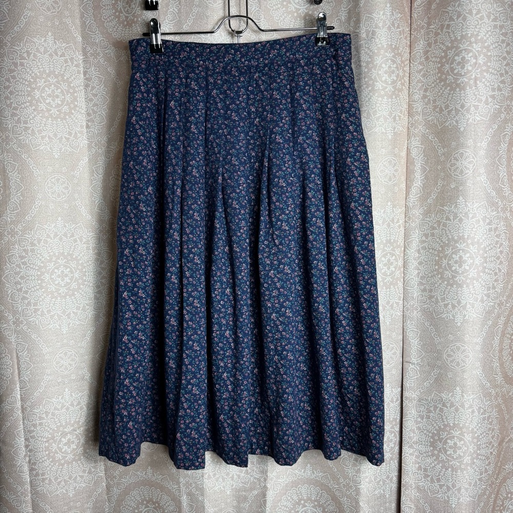 Vintage Metro New York Floral Cottagecore Maxi Skirt Pleated Granny Chic Boho